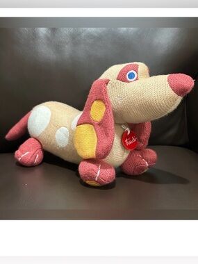 TRUDI WOOLY DOG ITALIAN Soft Toy Charming Tan Pink Red Stuffed Animal dachshund